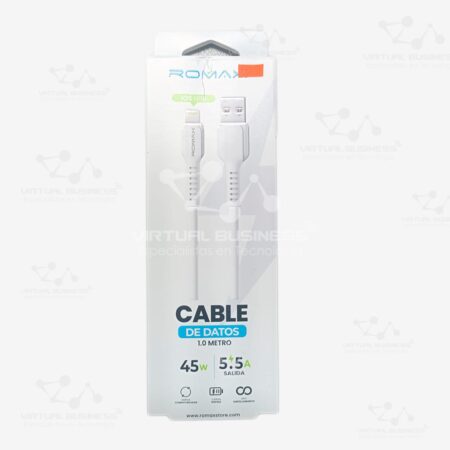 CABLE DE DATOS ROMAX TCD0467 1 METRO USB A USB-IOS 45W 5.5A