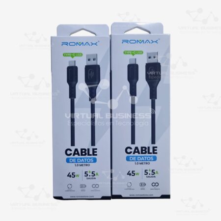 CABLE DE DATOS ROMAX TCD0471 1 METRO USB A USB-C IOS 45W 5.5A