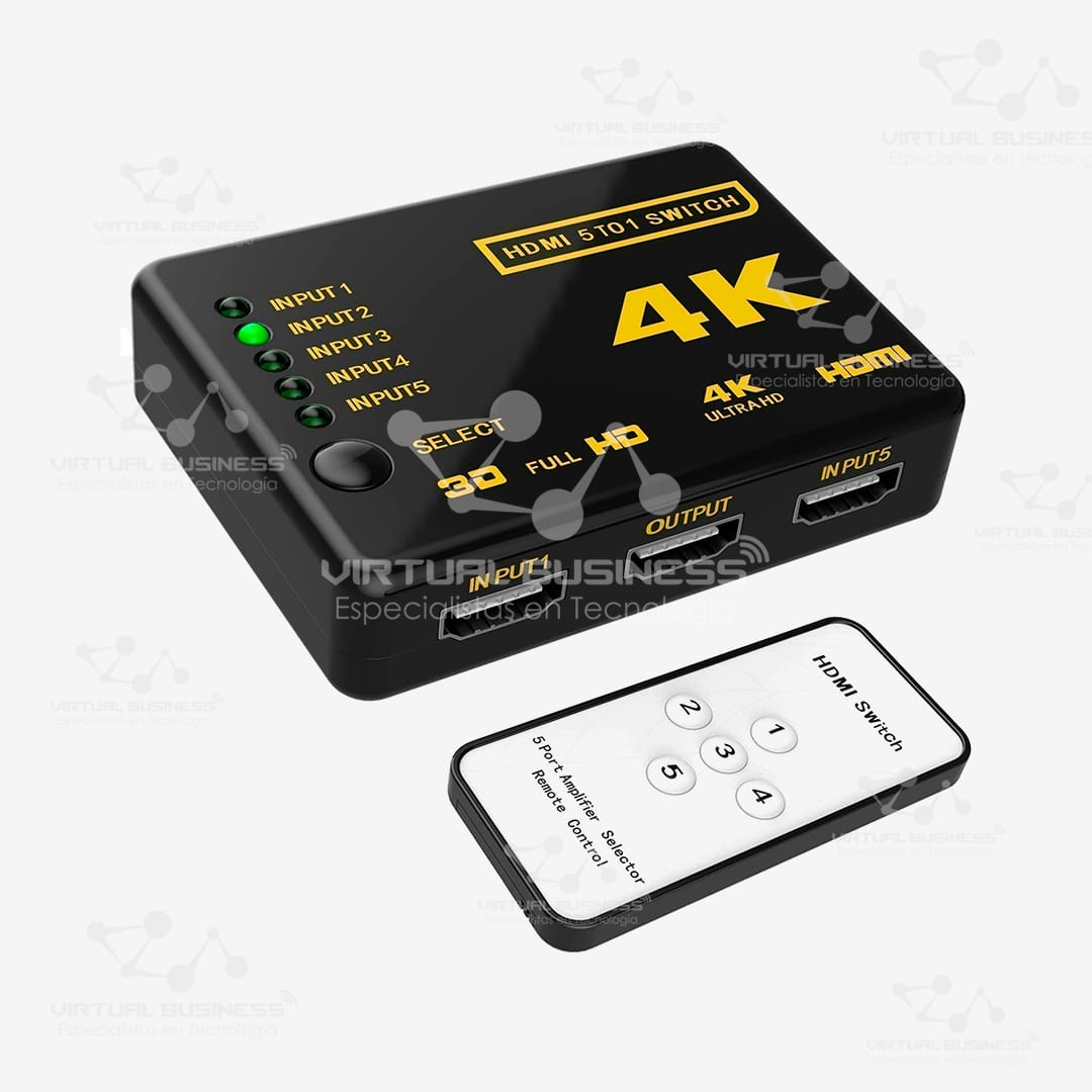 SWITCHER PARA HDMI 5 EN 1 CON SOPORTE A 4K - Imagen 2