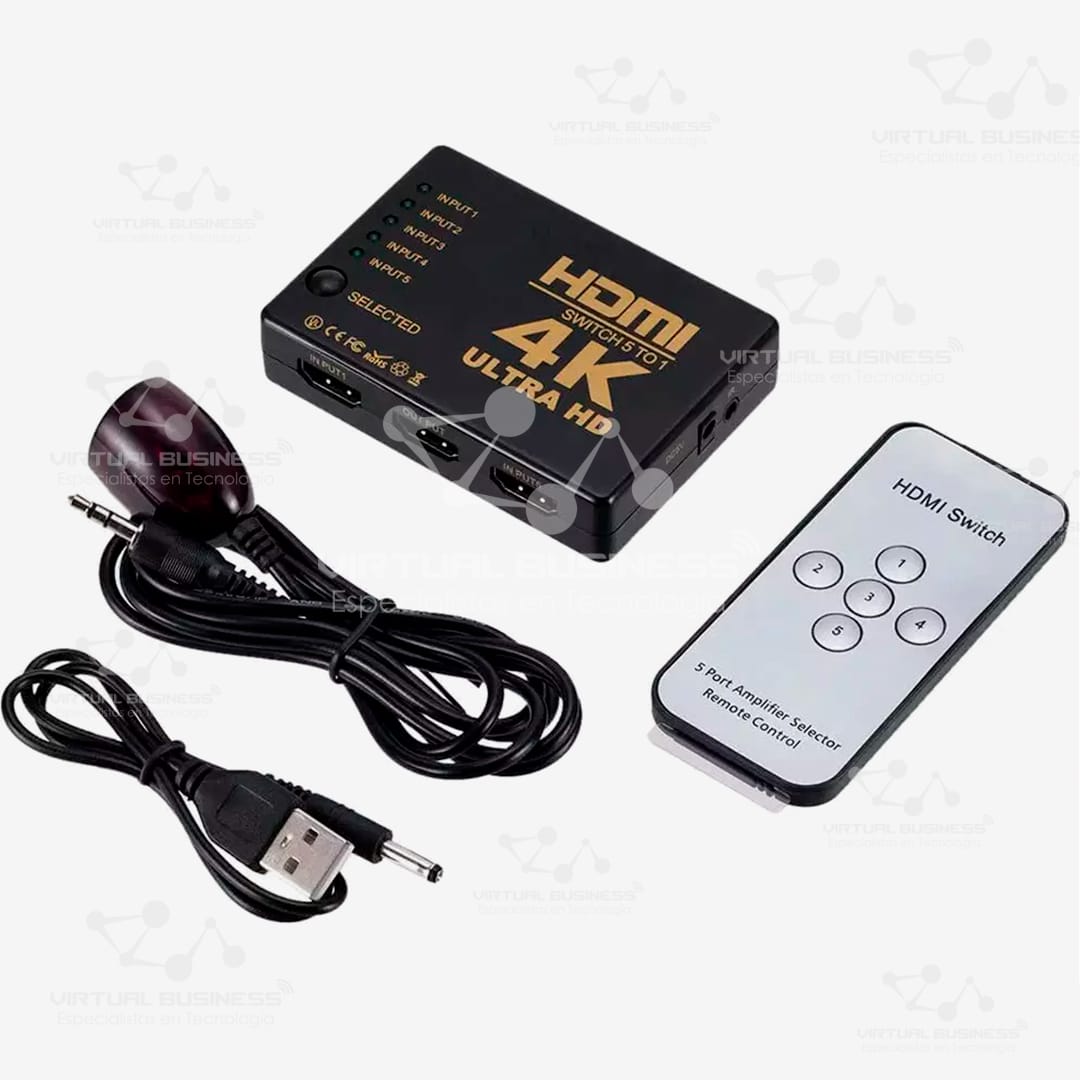 SWITCHER PARA HDMI 5 EN 1 CON SOPORTE A 4K - Imagen 3
