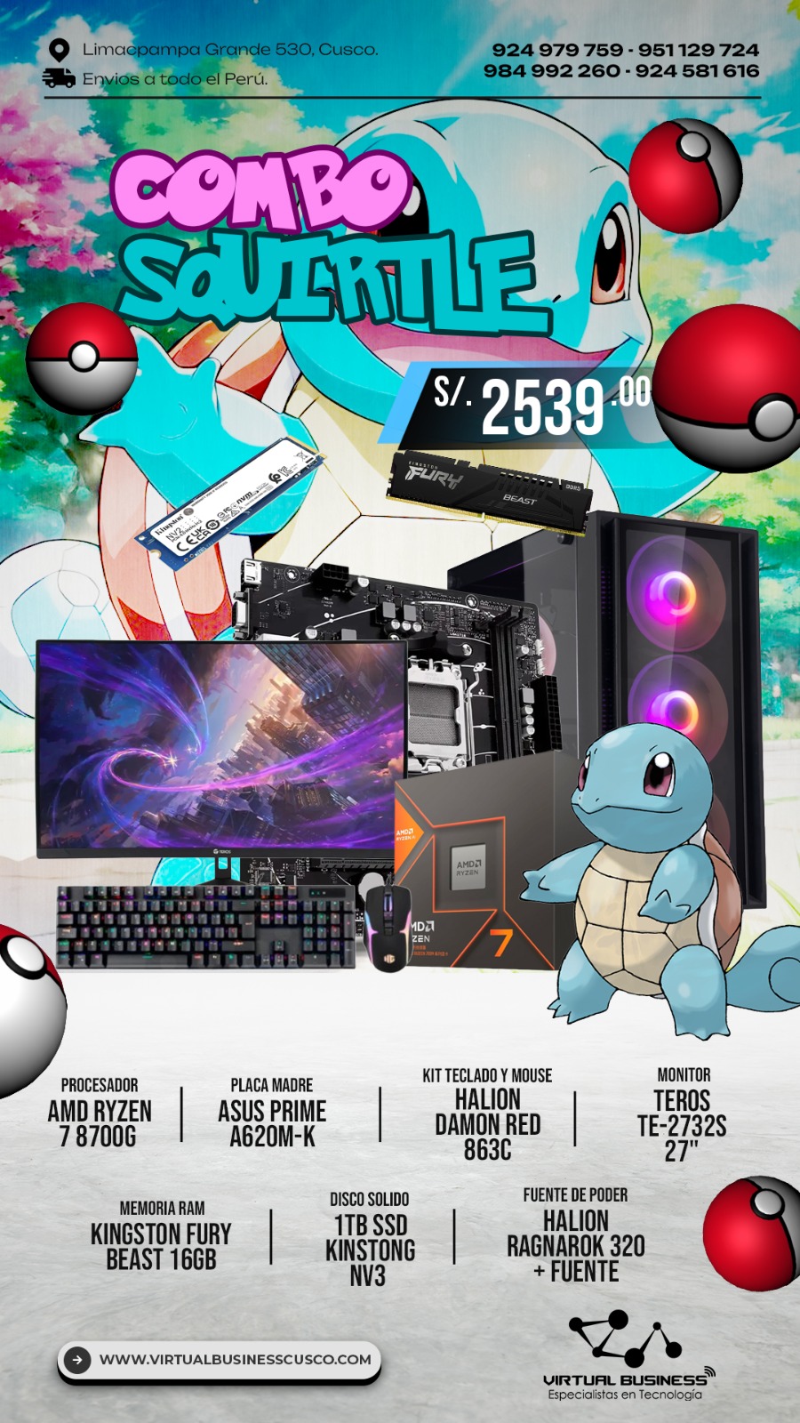 COMBO GAMER SQUIRTLE AMD RYZEN 7 8700G
