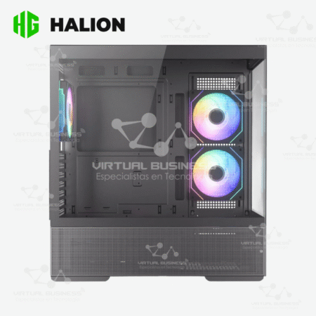 CASE GAMER HALION CRYSTAL 706B FISH TANK / PCI SLOTS: 7 / USB 3.0, 5xARGB / 02 COOLER FRONTAL Y 01 COOLER POSTERIOR / SIN FUENTE