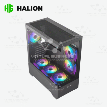 CASE GAMER HALION JUPITER K04, 6 COOLER ARGB, V/TEMPLADO, NEGRO