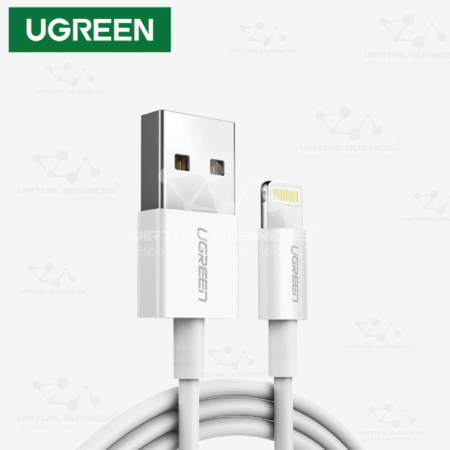 CABLE NIQUELADO UGREEN US155 USB-A A LIGHTNING 1M 20728 BLANCO