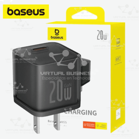 CARGADOR CARGA RÁPIDA TIPO C BASEUS GAN5S 1C 20W NEGRO