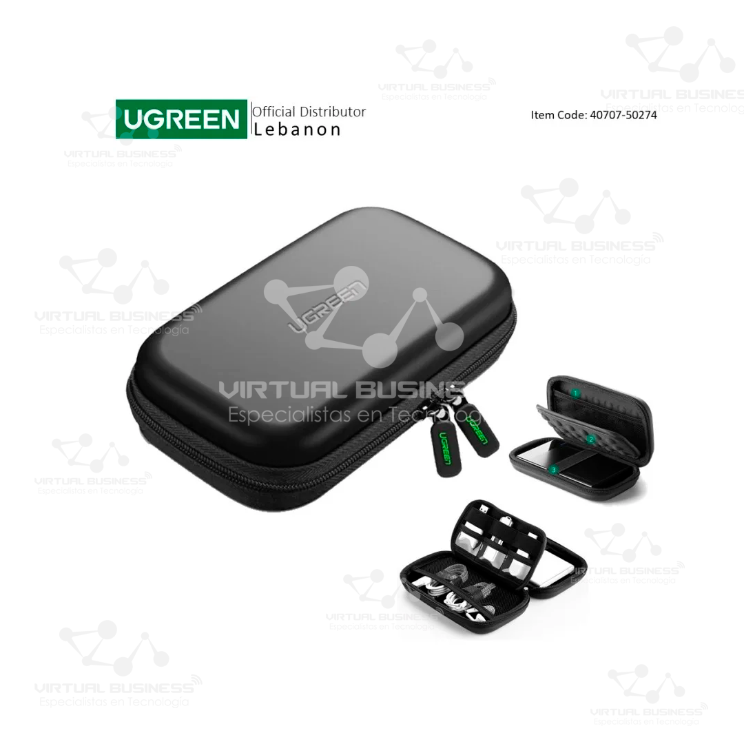 UGREEN CASE MULTIFUNCIONAL PARA DISCO DURO 2.5” – MODELO 40707 LP128 ESTUCHE PROTECTOR PORTÁTIL