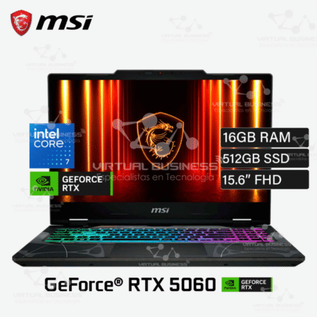 LAPTOP MSI CYBORG 15 B2RWFKG-071US INTEL CORE 7 240H RAM 16GB DISCO 512GB SSD NVIDIA RTX 5060 8GB 15.6" FHD WINDOWS 11