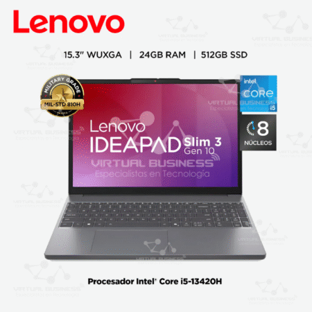 LAPTOP IDEAPAD SLIM 3I INTEL CORE I5 24GB RAM 512GB SSD 15.3 PULGADAS WUXGA 13VA GEN