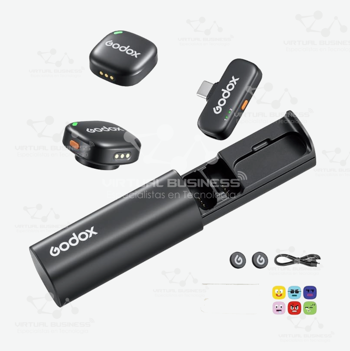MICRÓFONO LAVALIER INALÁMBRICO GODOX C01 KIT2 PARA IPHONE Y ANDROID, USB C