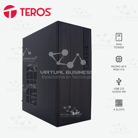 CASE TEROS TE-1034S, MINI TOWER ATX, 250 W, USB 3.0 / 2.0, AUDIO HD, NEGRO