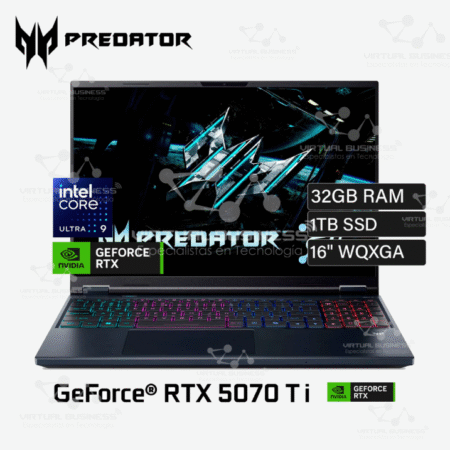 LAPTOP ACER PREDATOR HELIOS NEO 16 INTEL CORE ULTRA 9 285HX RAM 32GB DISCO 1TB SSD NVIDIA RTX 5070 TI 12GB 16″ WQXGA