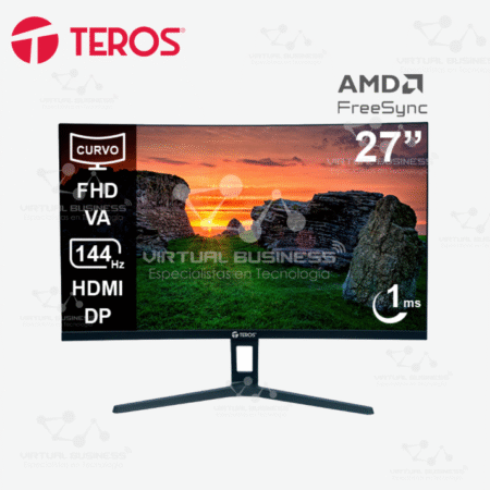 MONITOR CURVO TEROS TE-2734S, 27 PULGADAS FHD VA, 144HZ, 1MS, HDMI, DP, AUDIO OUT