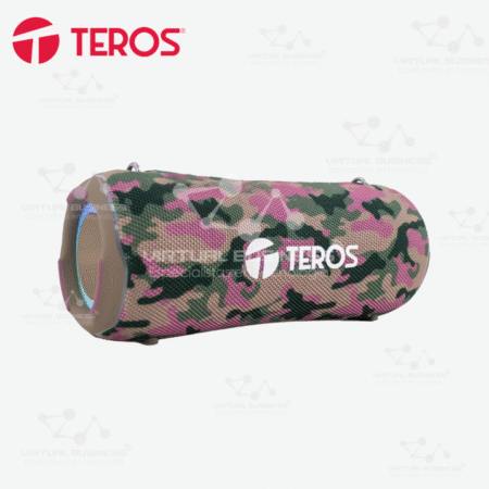 PARLANTE TEROS ULTRA TE-6046M, BT 5.3, RGB, TWS, COLOR MARRÓN MILITAR CAMUFLADO