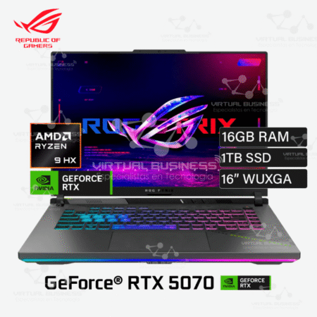 LAPTOP ASUS ROG STRIX G16 G614PP-WH94 RYZEN 9 8940HX RAM 16 GB DISCO 1 TB SSD NVIDIA RTX 5070 8GB 16 PULGADAS WUXGA