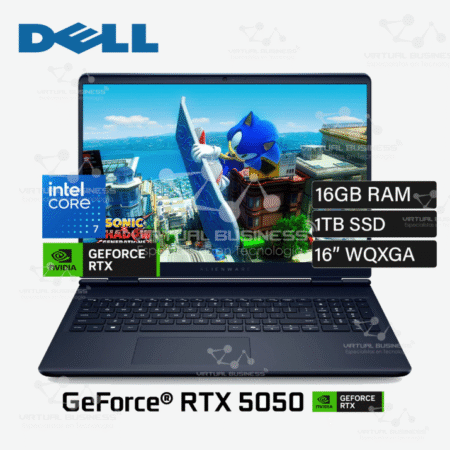 LAPTOP DELL ALIENWARE 16 AURORA AC16250 INTEL CORE 7 240H RAM 16GB DISCO 1TB SSD VIDEO NVIDIA RTX 5050 8GB 16 PULGADAS WQXGA