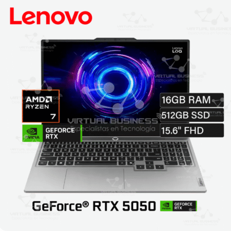 LAPTOP LENOVO LOQ 15AHP10 AMD RYZEN 7 250 RAM 16GB DISCO 512GB SSD NVIDIA RTX 5050 8GB 15.6 PULGADAS FHD